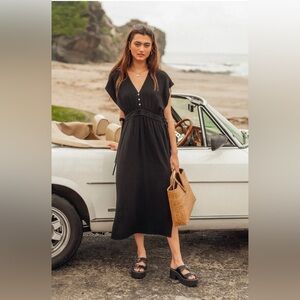 Bohme fern midi dress in linen.